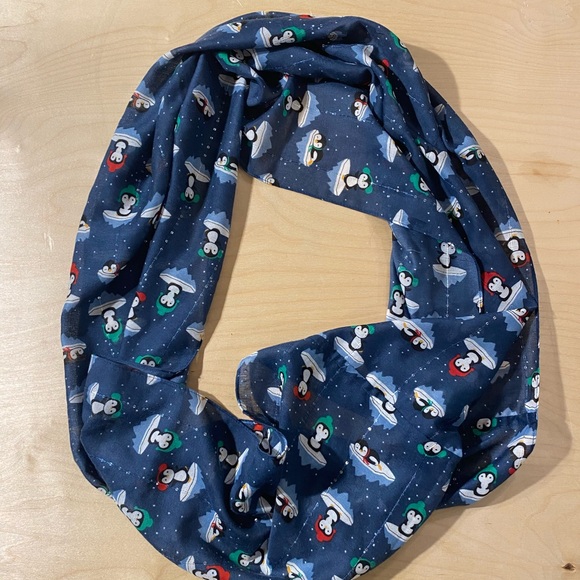 Cato Penguin Print Blue Infinity Scarf (PU) - Picture 8 of 8